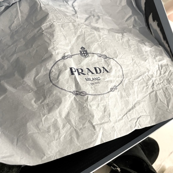 PRADA BLK VELVET CHUNKY HEEL ZIPPER BOOT - Picture 11 of 11